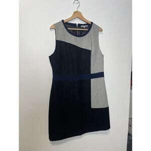 Sleeveless sheath wool dress Oliver Bonas Size 16 Fully Lined Colorblock